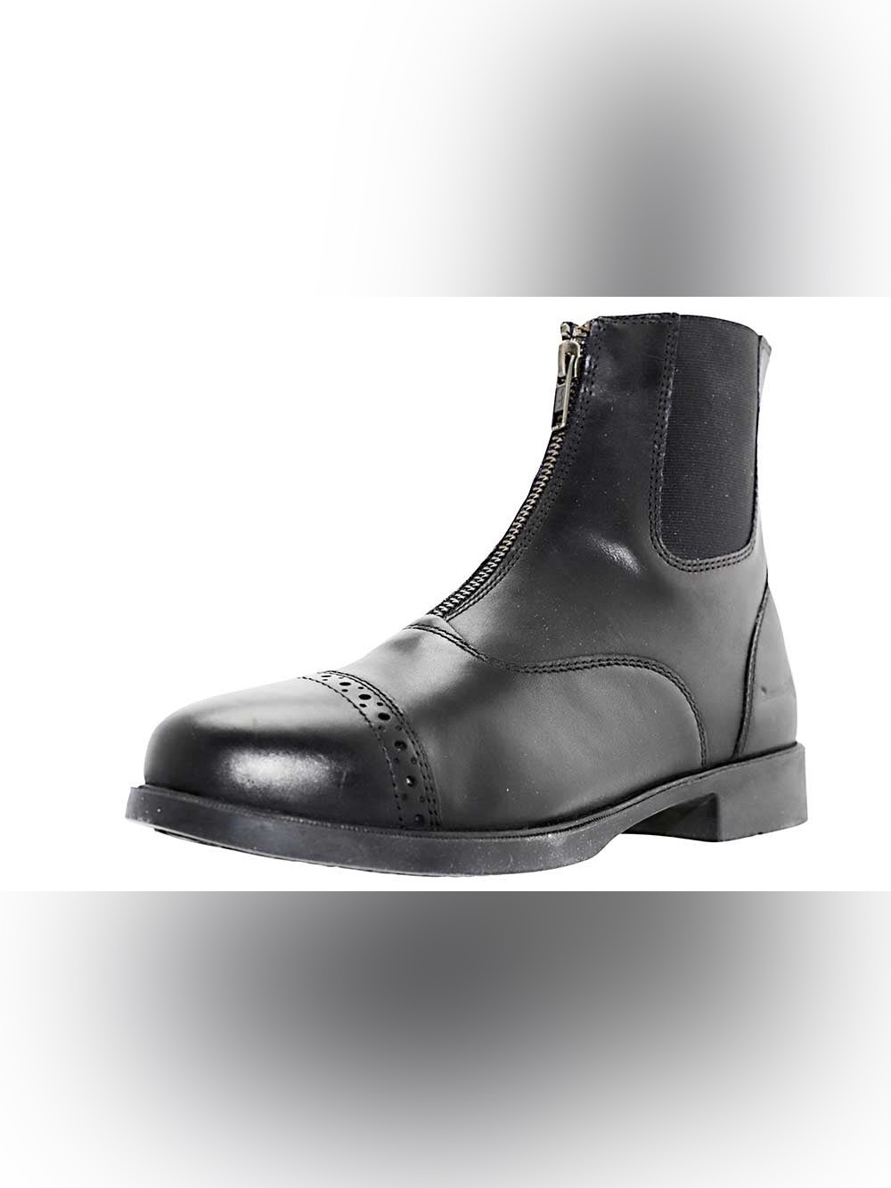 Women's Black Lace-Up Zip Front Brogue riding Boot